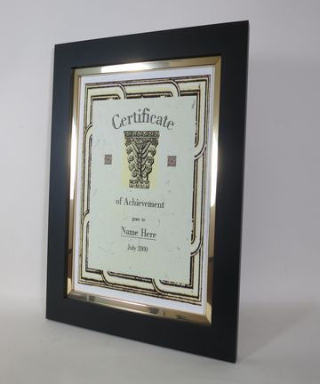 SM3870GL 8.5x11 Gold Lined Black Wood Frame