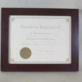 AW6700-NS Matte Black and Mahogany Wood Frame, Holds 8.5x11 Certificate or Diploma